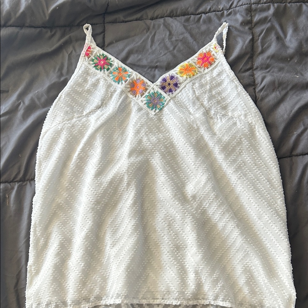 SHEIN White Camisole with Colorful Embroidery